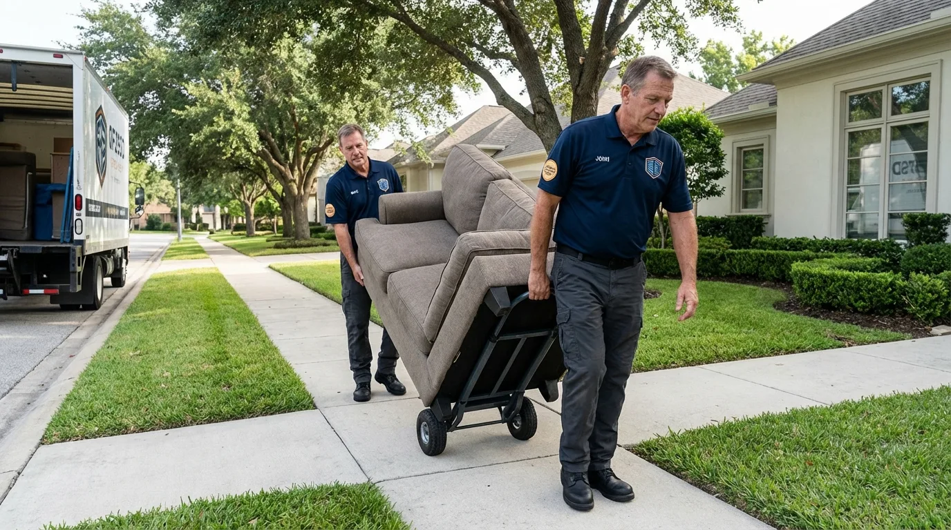 Local residential moving crew loading furniture in Jena, LA